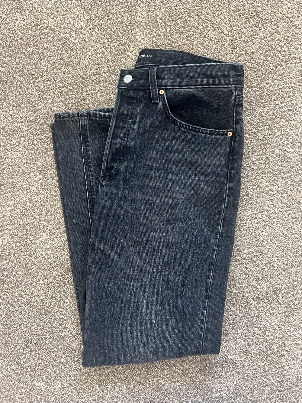 Aritzia Denim Forum Black Gray Joni 90s Lo-rise Loose Jeans Button Fly 30 R